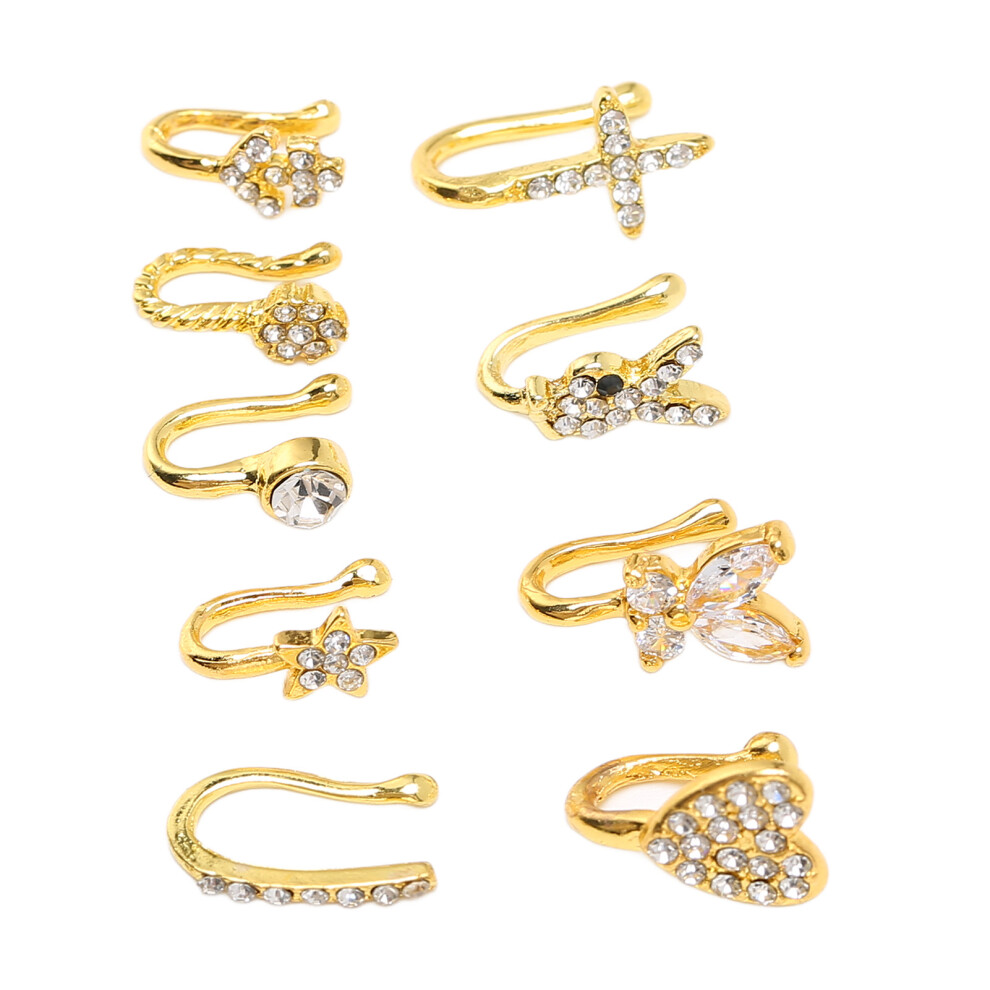 Fashionable Gold Fake Nose Clip Kit Comfort Fit No Piercing Needed