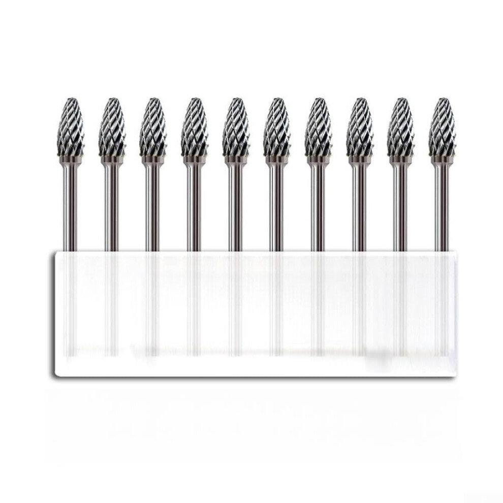 Tungsten Carbide Burrs 10Pcs 3X6mm Rotary Drill Carving Bits For Deburring Metalworking 9393856608508