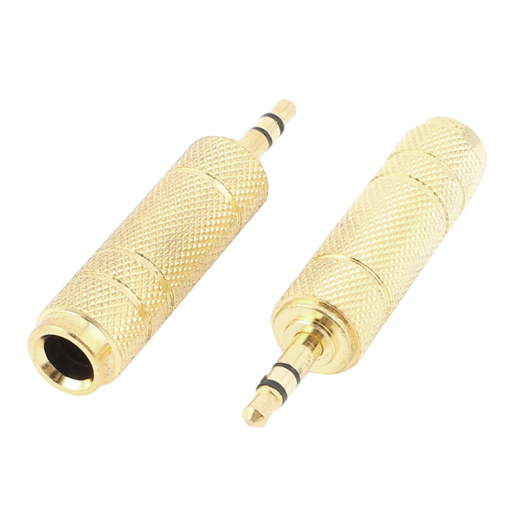 3.5Mm Male Connector To 6.5Mm Female Jack Stereo Converter Plated 2-Pack Gold 9016109628671