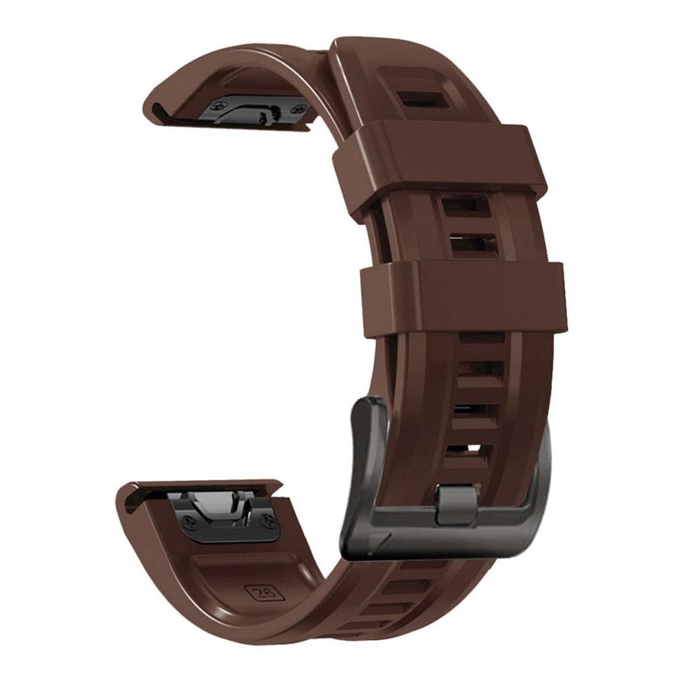 26Mm Watch Band For Garmin Fenix 7X, 6X, 5X, Fenix 3, Fenix 3 Hr - Soft Silicone, Quick Fit, Brown 9393856609055