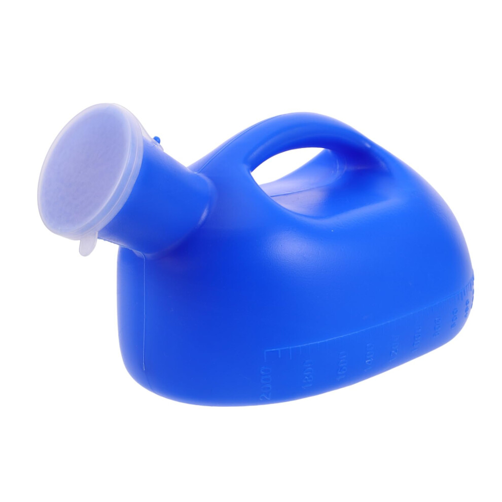 Thickened Portable Urine Bottle 2000ml Capacity Blue Adult Urinal With Lid Handheld Travel Urinal For Daily Use Elderly