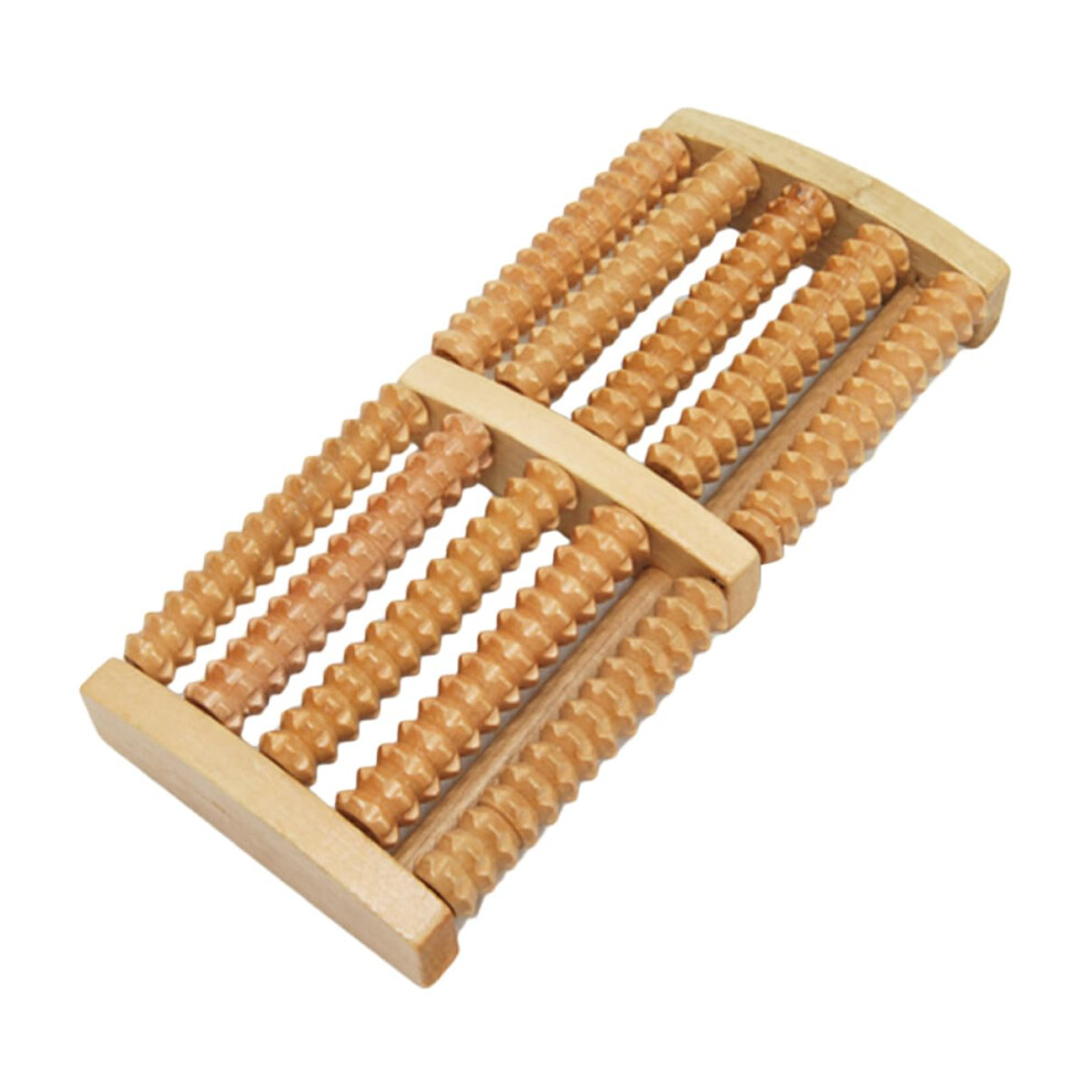 Wooden Foot Massager Roller 5-Row Acupressure Trigger Point Therapy Natural Wood Foot Roller For Relaxation