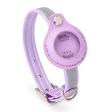 Airtag Cat Collar Waterproof Anti-Lost Reflective Strip Escape-Proof Holder for Apple Airtag Purple XS 7.5-10.2 In
