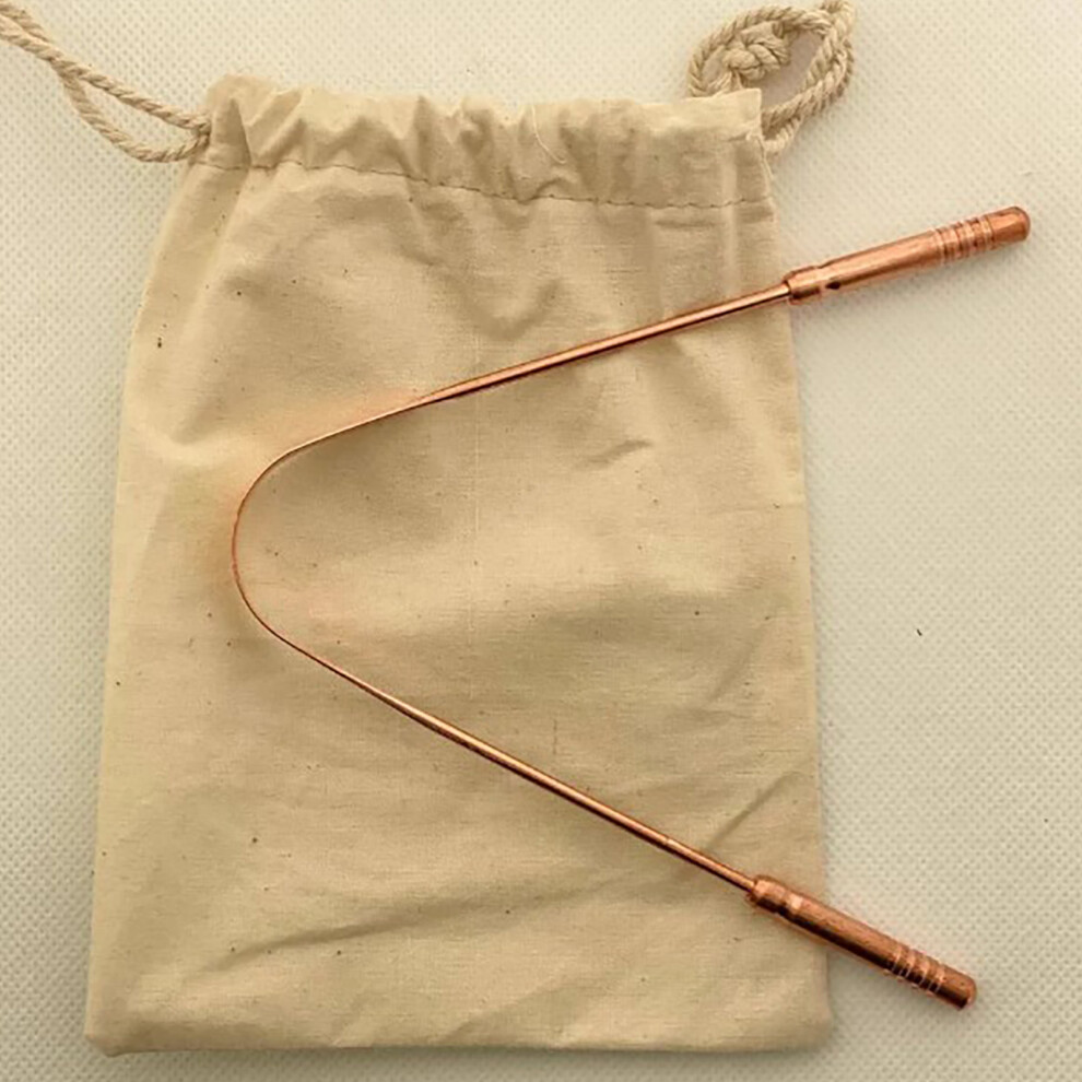 Rose Gold Copper Tongue Cleaner Brush - Reduces Bad Breath & Freshens Breath