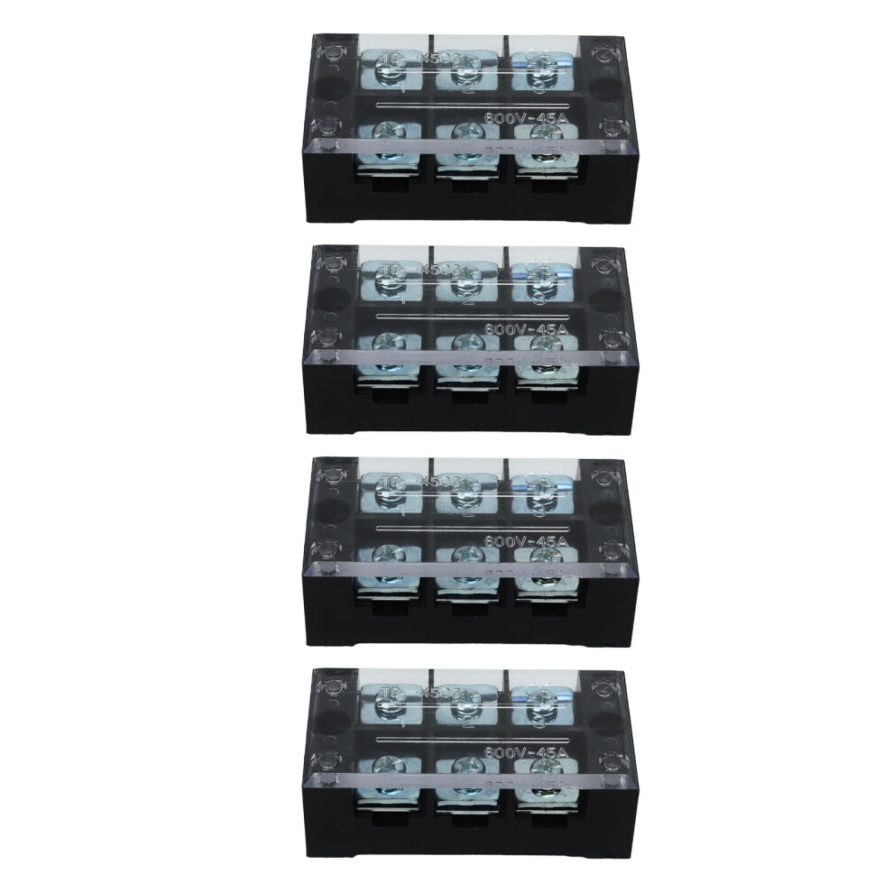 3-Position Terminal Strip Block 4Pcs 600V 45A Large Current Dual Row Barrier 4001354679344