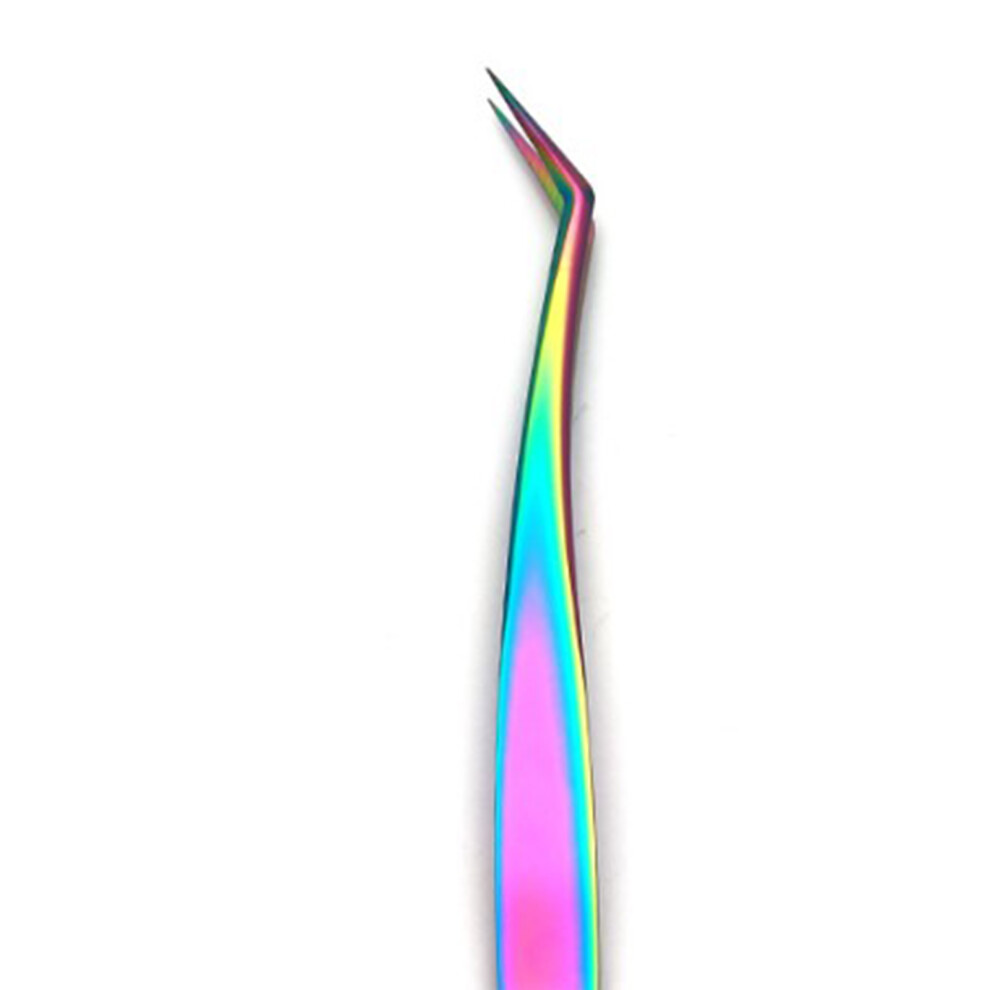 Curved Tip Alloy Eyelashes Tweezers 12.5cm False Lash Applicator Tool