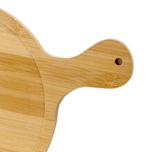 Round Bamboo Wood Pizza Tray 8in with Comfortable Curved Handle