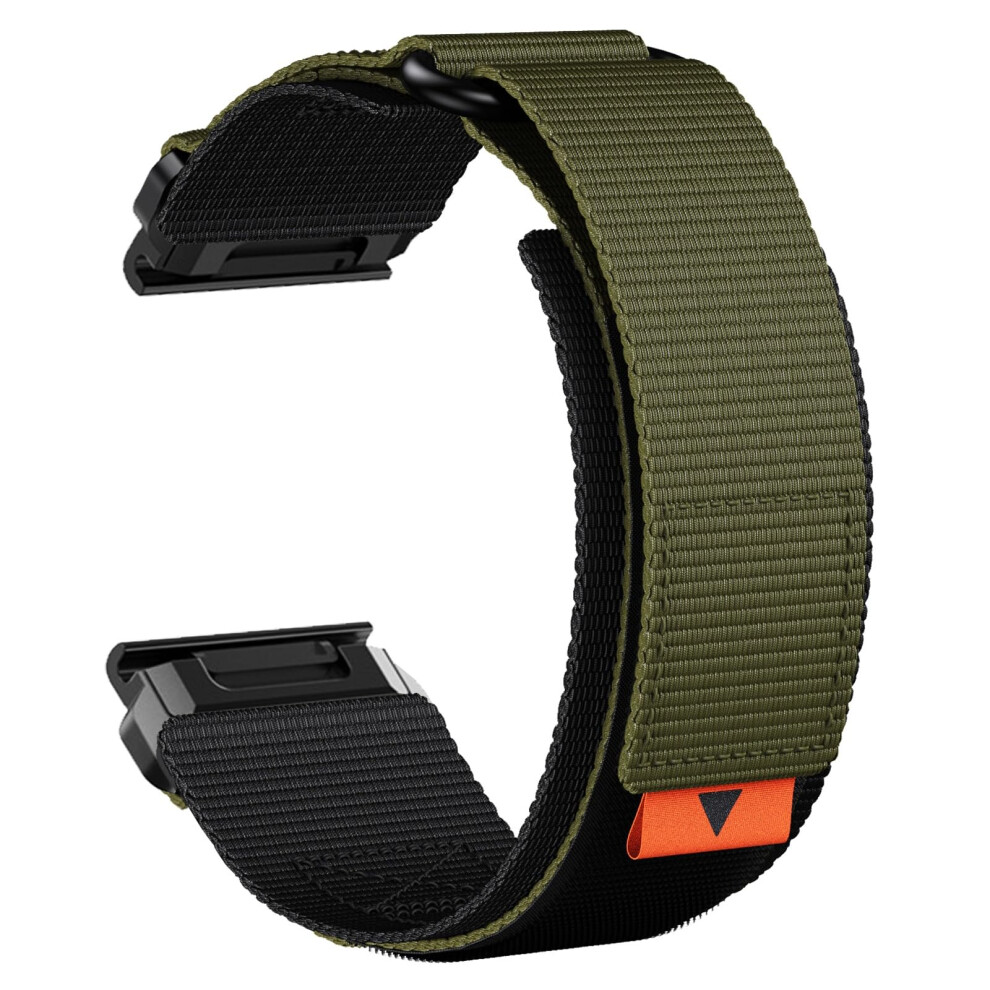Tactical Nylon 26Mm Quickfit Rugged Weave Watch Strap For Garmin Fenix 8 51Mm, Fenix 7X, Fenix 6X, Enduro, Epix Pro 51Mm Green 9084446603910