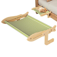 Cat Window Hammock Windowsill Cat Perch Breathable Material, Heavy-Duty Wood Frame, Space-Saving Furniture For Kitten Play