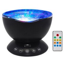 Proiettore LED rilassante con musica a onde oceaniche, ideale come regalo per bambini (nero)