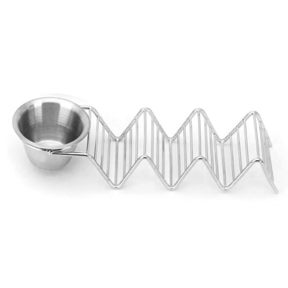Stainless Steel 3-Grid V-Shaped Taco Holder Rack with Sauce Cup-image-OPC-PMFM6NJ-NEW