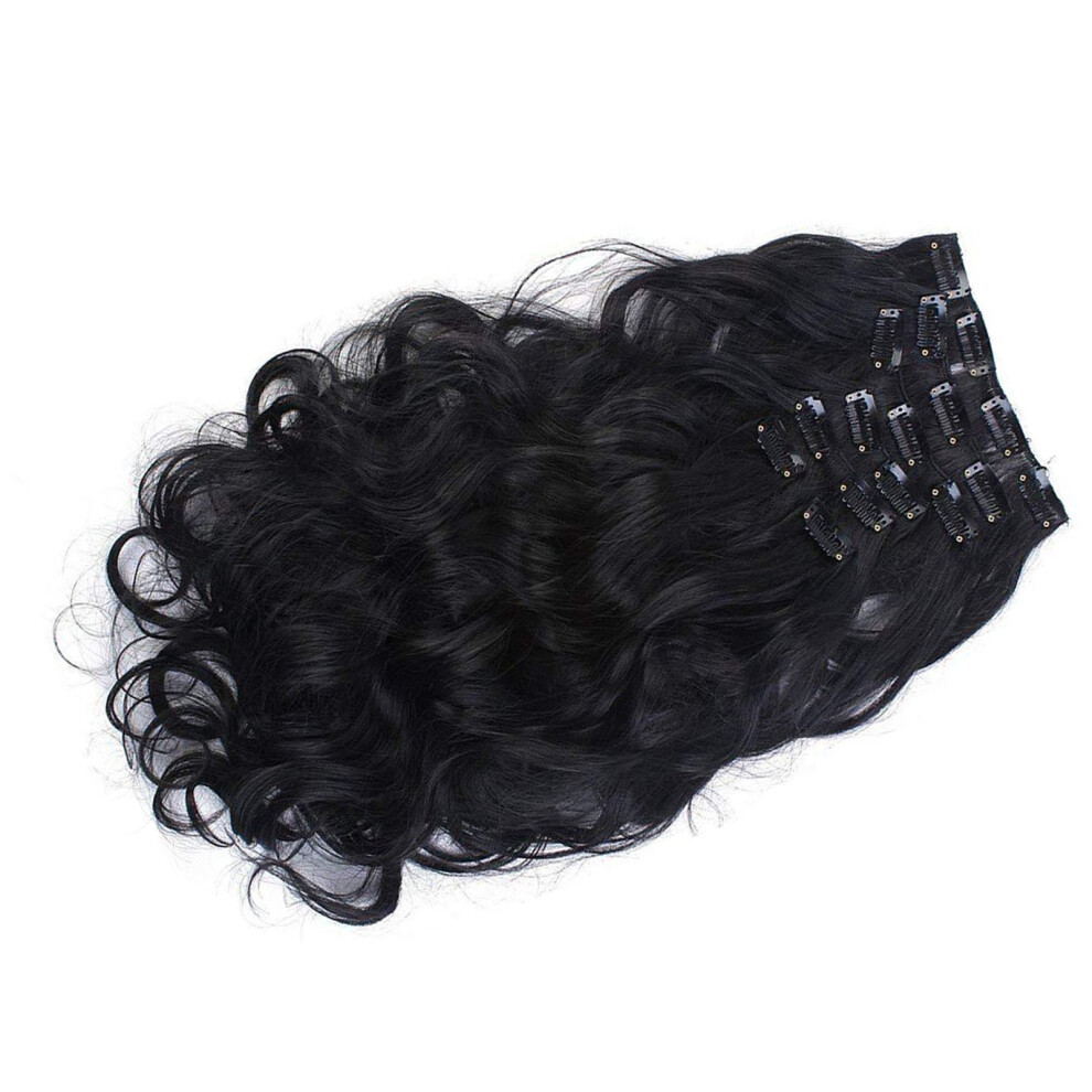 7Pcs Long Curly Clip In Hairpiece 150C Heat Resistant Natural Look