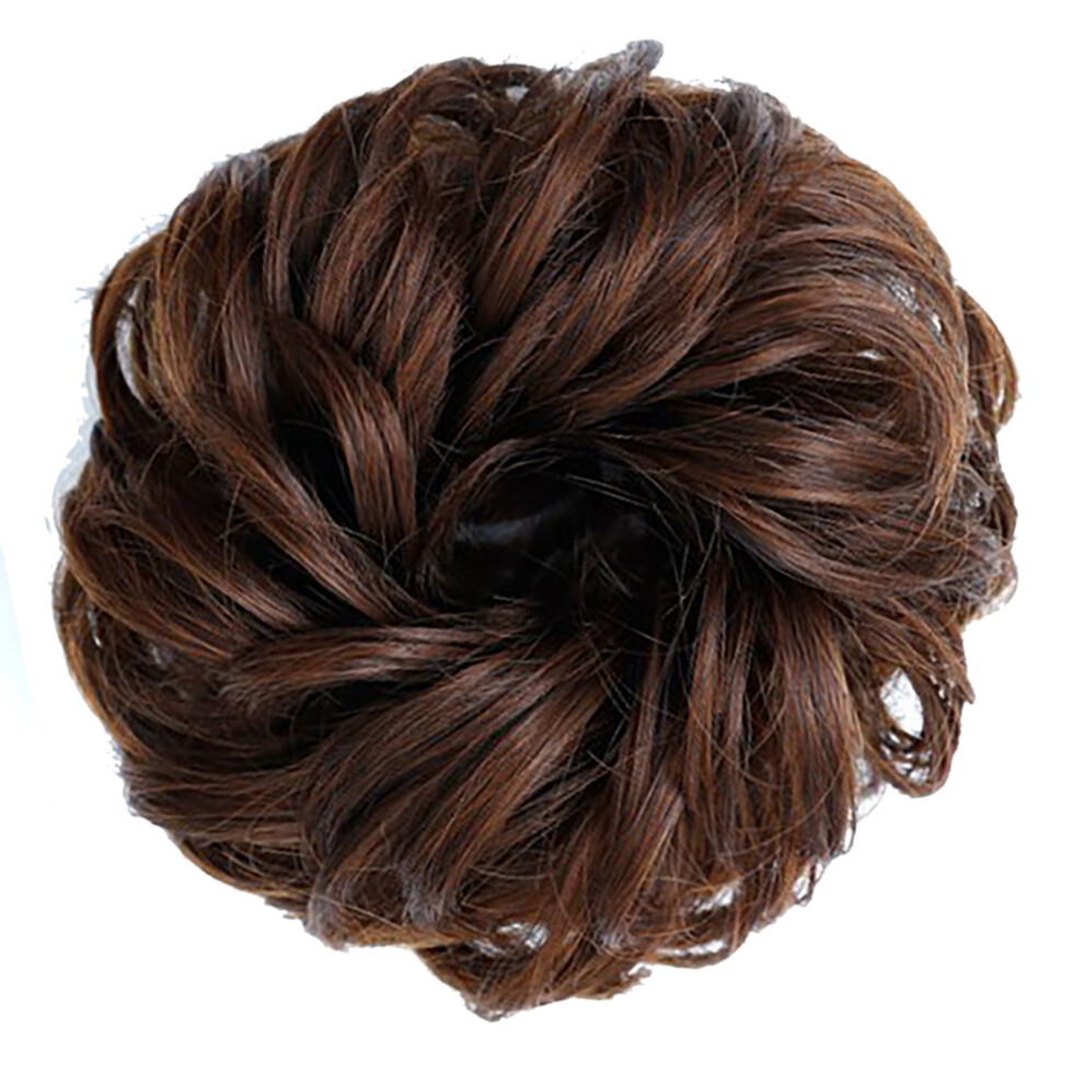 Unisex Brown Light Curly Wavy Bun Wig For Women Â Soft Fluffy & Stylish