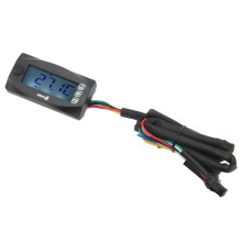 4-in-1 Motorcycle Voltage Temp Gauge DC12V, LCD, Blue Backlight