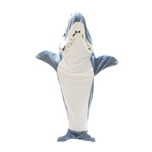 Shark Hoodie Blanket Flannel Blue Sleeping Bag With Feet Portable Shark Tail Suit Size 130-150 Cm