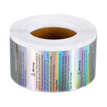 Silver Waxes Melting Warning Labels 1.5x1.8 Inch Self-Adhesive Holography Sticker Roll Decal for Waxes