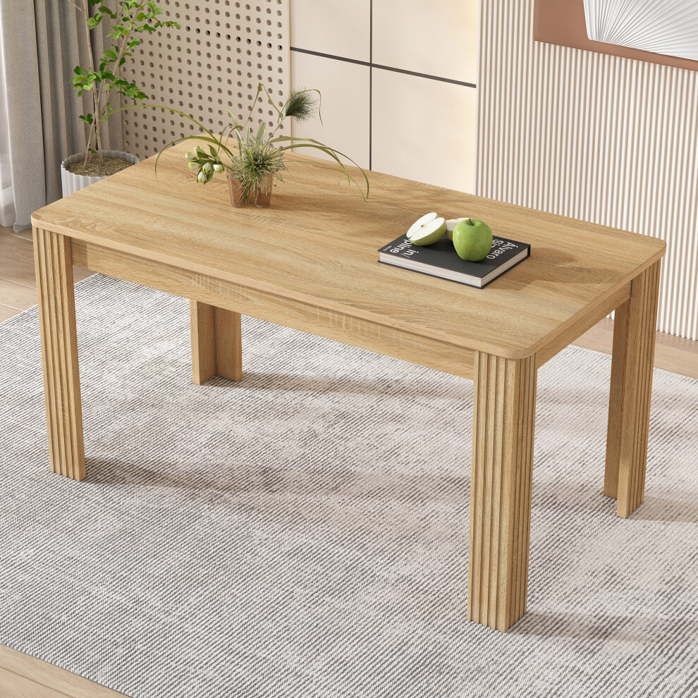 Kitchen Dining Table 4 Seats MDF Wood Rectangle Modern Furniture Small Coffee & Home Table Oak Color-image-OPC-PMFMCST-NEW