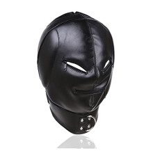 Bondage Hood Full-Face, Padded Ears, Zipper Eye And Mouth