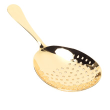Stainless Steel Bar Strainer - Fine Mesh Cocktail Skimmer, Multi-Functional Bar Tool, Gold & Copper Plated Finish