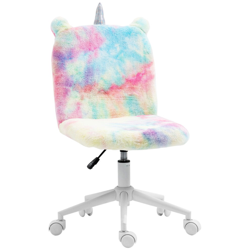 Office Chair Fluffy Unicorn with Swivel Wheel Rainbow Multi-Colored Comfortable Mid-Back Cute Desk Chair for Kids and Teens-image-OPC-PMFMF2X-NEW