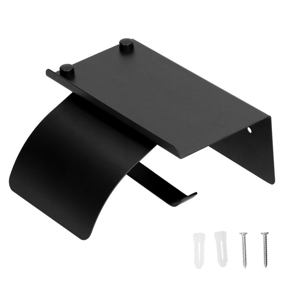 Toilet Paper Holder Stainless Steel Tissue Rack with Shelf Black-image-OPC-PMFMH2K-NEW