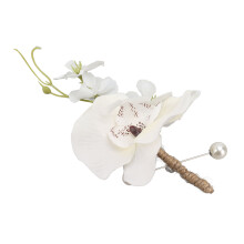 5 Pcs Elegant White Lifelike Boutonniere for Groomsmen Reusable & Durable