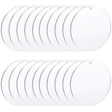 Blank Acrylic Clear Plastic Disc With Hole 5cm Diameter 2mm Thick 20 Pcs Round Craft Discs