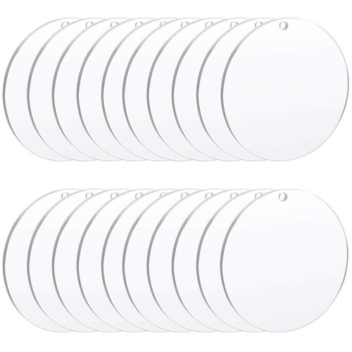 Blank Acrylic Clear Plastic Disc With Hole 5cm Diameter 2mm Thick 20 Pcs Round Craft Discs