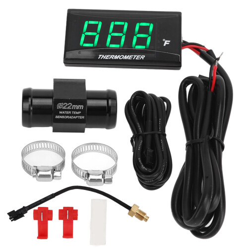 Waterproof Motorcycle Water Temp Sensor LCD Display DC12V Green 1