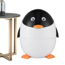 Kids Trash Can Penguin Shape Flip-Lid Waste Basket For Restroom Dorm Living Room Kitchen Bedroom Under Sink Laundry