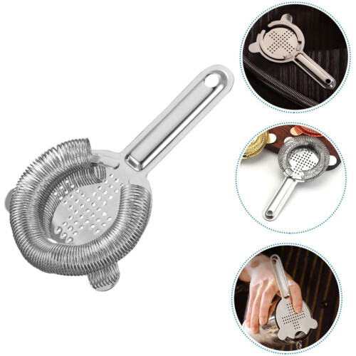 Cocktail Strainer Sieve For Bartender Stainless Steel Ice Filter Compact Size Bar Tool 1