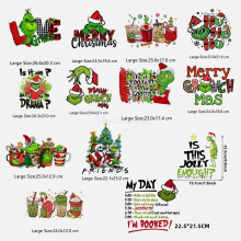 (13PCS/SET) NEW Christmas Iron On Transfers Grinch Christmas Iron On Decals Merry Christmas