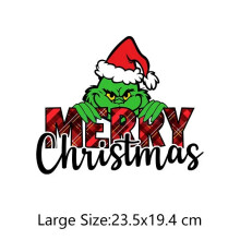 (B) Christmas Iron On Transfers Grinch Christmas Iron On Decals Merry Christmas NEW