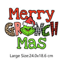 (H) Christmas Iron On Transfers Grinch Christmas Iron On Decals Merry Christmas NEW