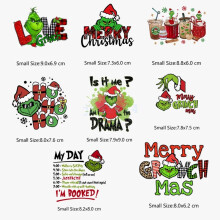 (8PCS/SET) Christmas Iron On Transfers Grinch Christmas Iron On Decals Merry Christmas NEW