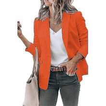 (XL, Blue) Women Casual Suit Jacket Blazer Lapel Coat Business Slim Fit Outerwear