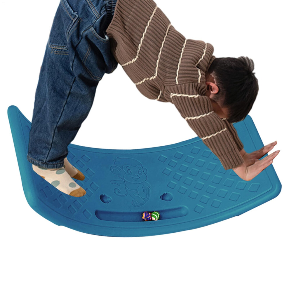 Wobble Board Kids Open-Ended Curved Balance Board, Educational Balance Trainer For Kids, Home, Classroom, Backyard Blue
