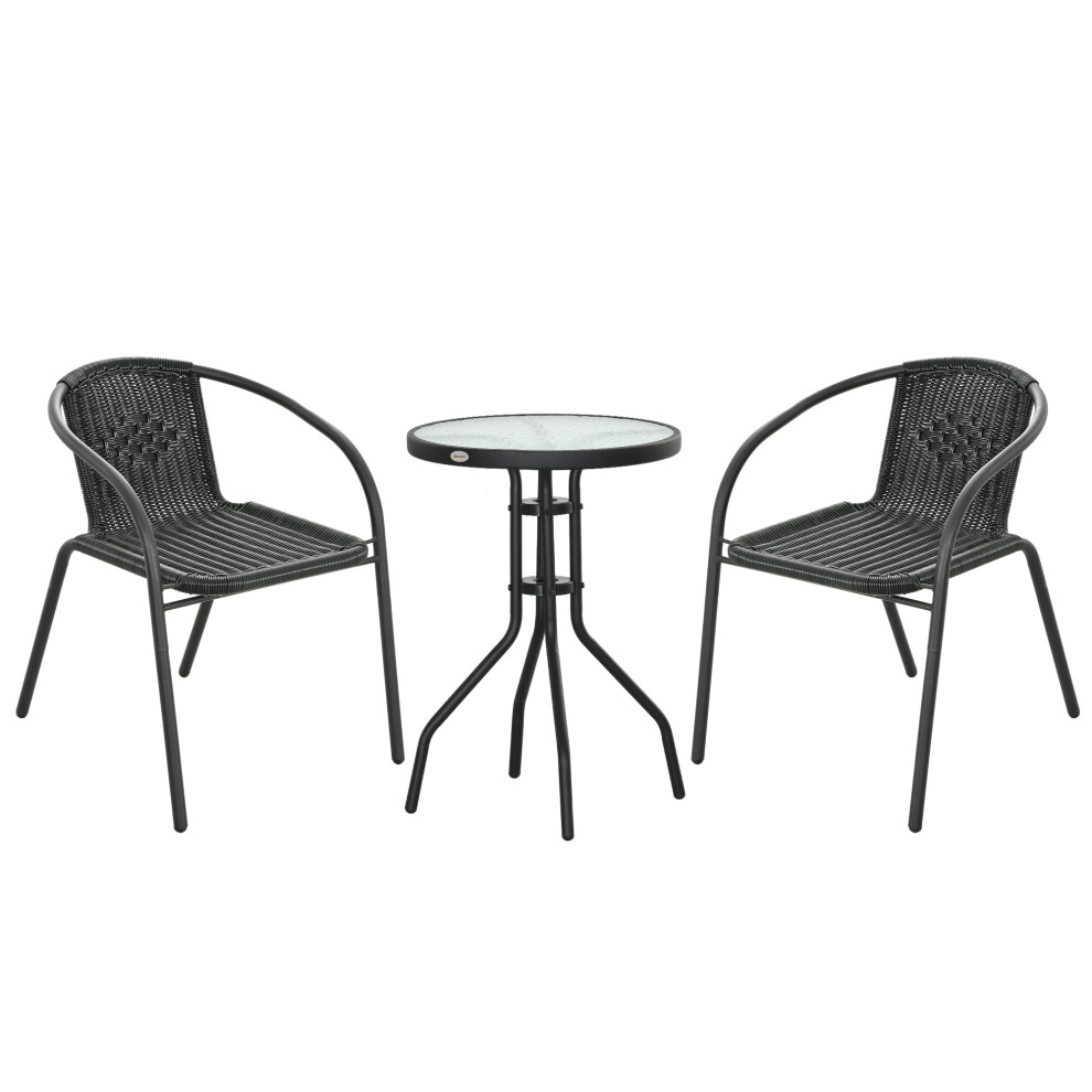 3 Piece Rattan Outdoor Bistro Set by Outsunny - Black Garden Furniture for Outdoor Dining and Relaxation-image-OPC-PMFMXCG-NEW