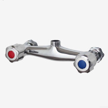 Chrome Bathroom Mixer Taps Twin Outlet, Brass Valve, 1/2 Inch BSP, Residential Bathrooms