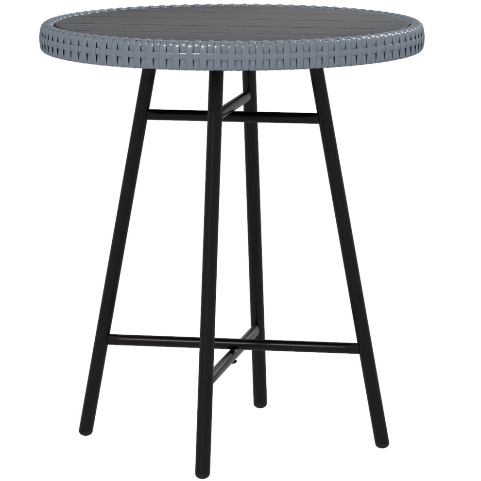 Grey Rattan Border Outdoor Side Table - Sturdy Plastic Surface Weather-Resistant Ideal for Garden Patio or Balcony-image-OPC-PMFMZFW-NEW