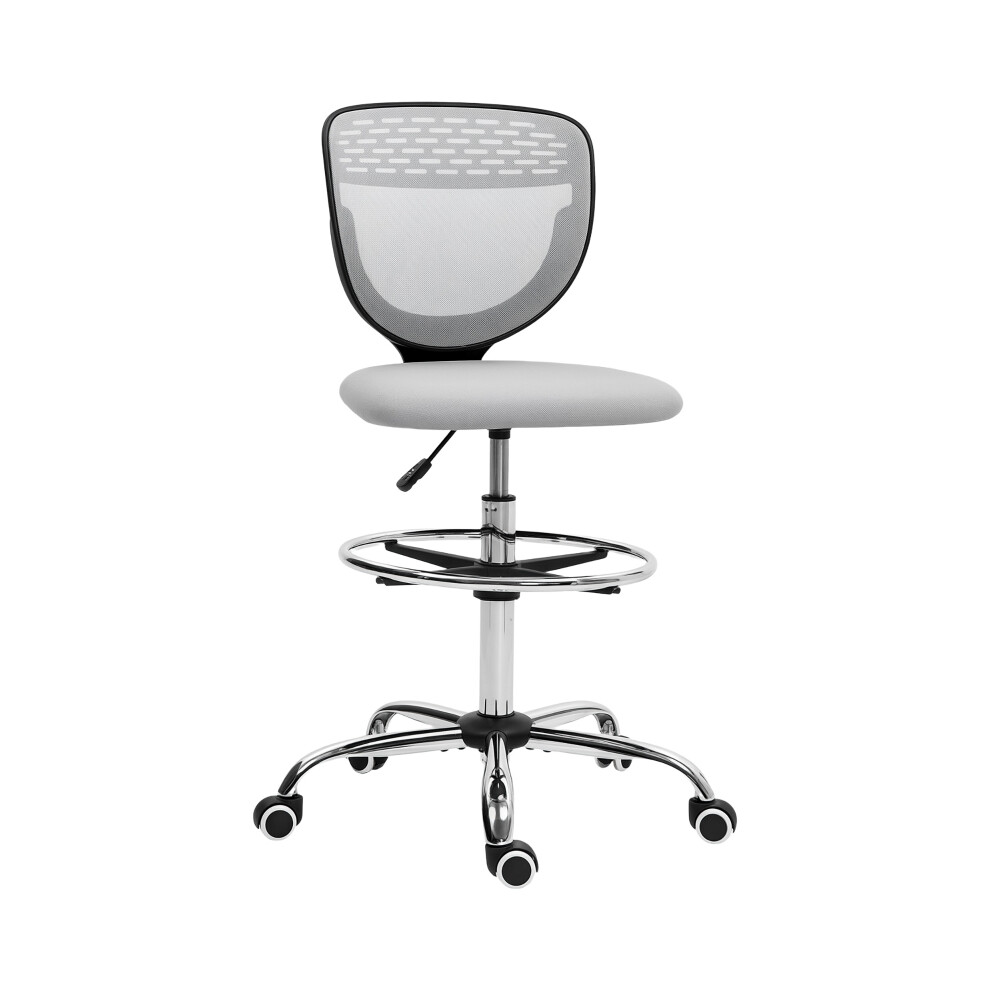 Adjustable Draftsman Office Chair with Wheels Light Grey 68-88cm Height Sturdy Frame and Comfortable Design for Workspace-image-OPC-PMFMZKN-NEW