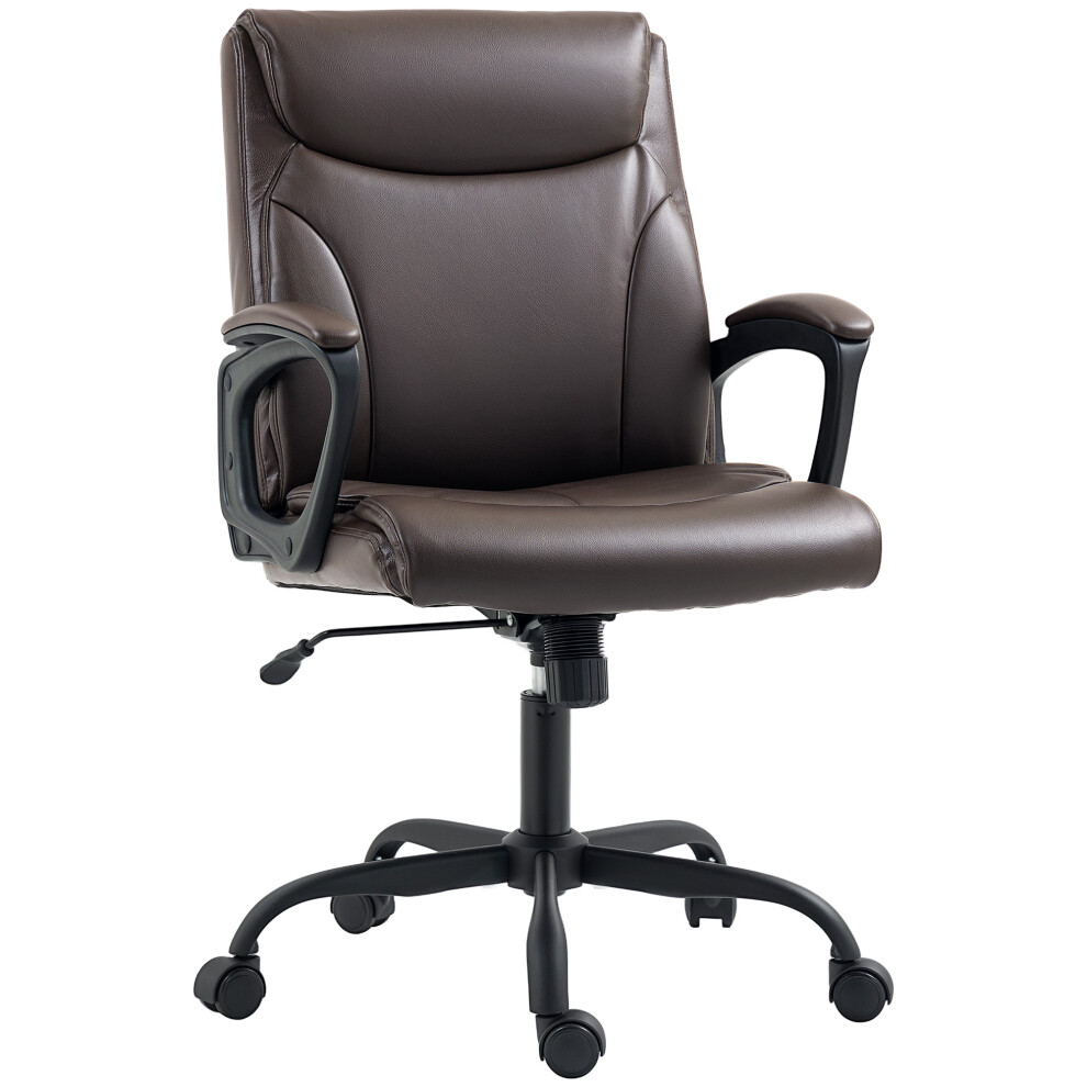 Executive Faux Leather Desk Chair with Height Adjustment Swivel Tilt Brown Finish for Comfortable Home Office and Study Setup-image-OPC-PMFMZT9-NEW