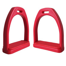 Horse Riding Stirrup Plastic, 1 Pair, Anti-Rust Lightweight Equestrian Stirrup, Anti-Skid, 116mm Inner Diameter, Red