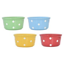 4 karierte Keramik-Schalen für Pudding, Mousse, Dessert