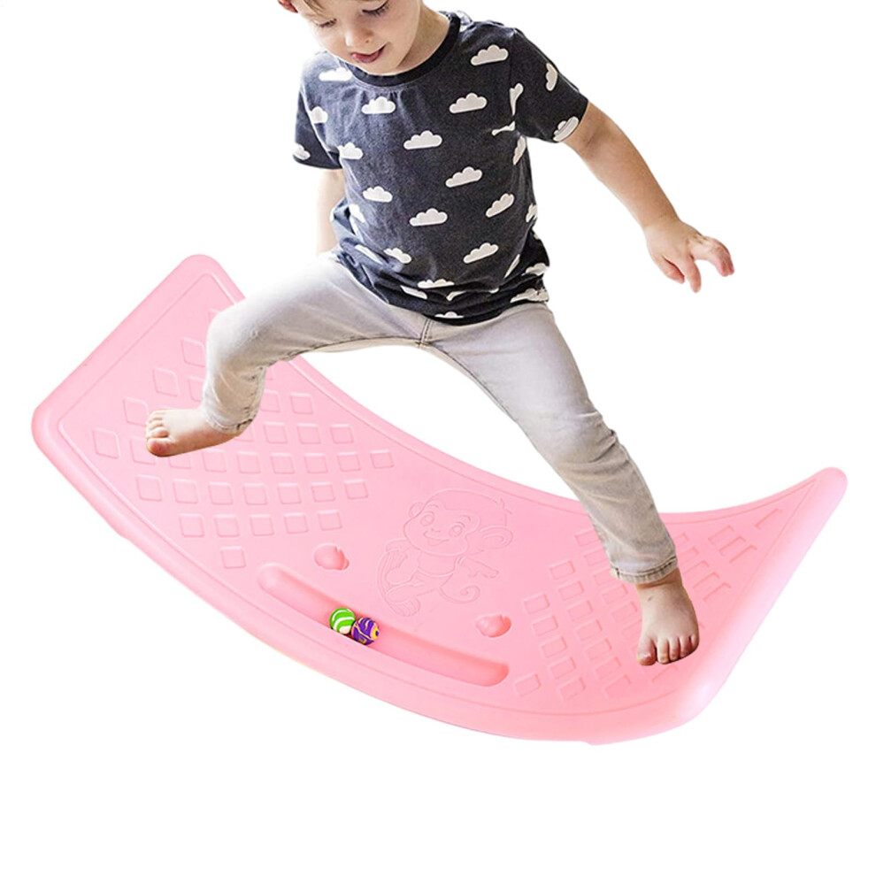 Children Rocker Wobble Open-Ended Swinging Training Board Wobbling Trainer Balance Practice Board Holds Up To 25Kg Pink