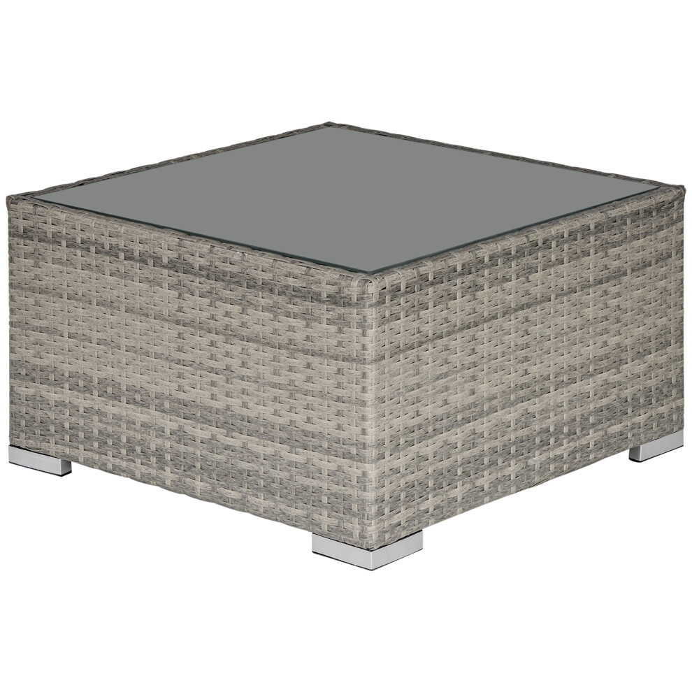 Garden Patio Square PE Wicker Rattan Table with Glass Surface - Light Grey Weather-Resistant Design-image-OPC-PMFN7DP-NEW