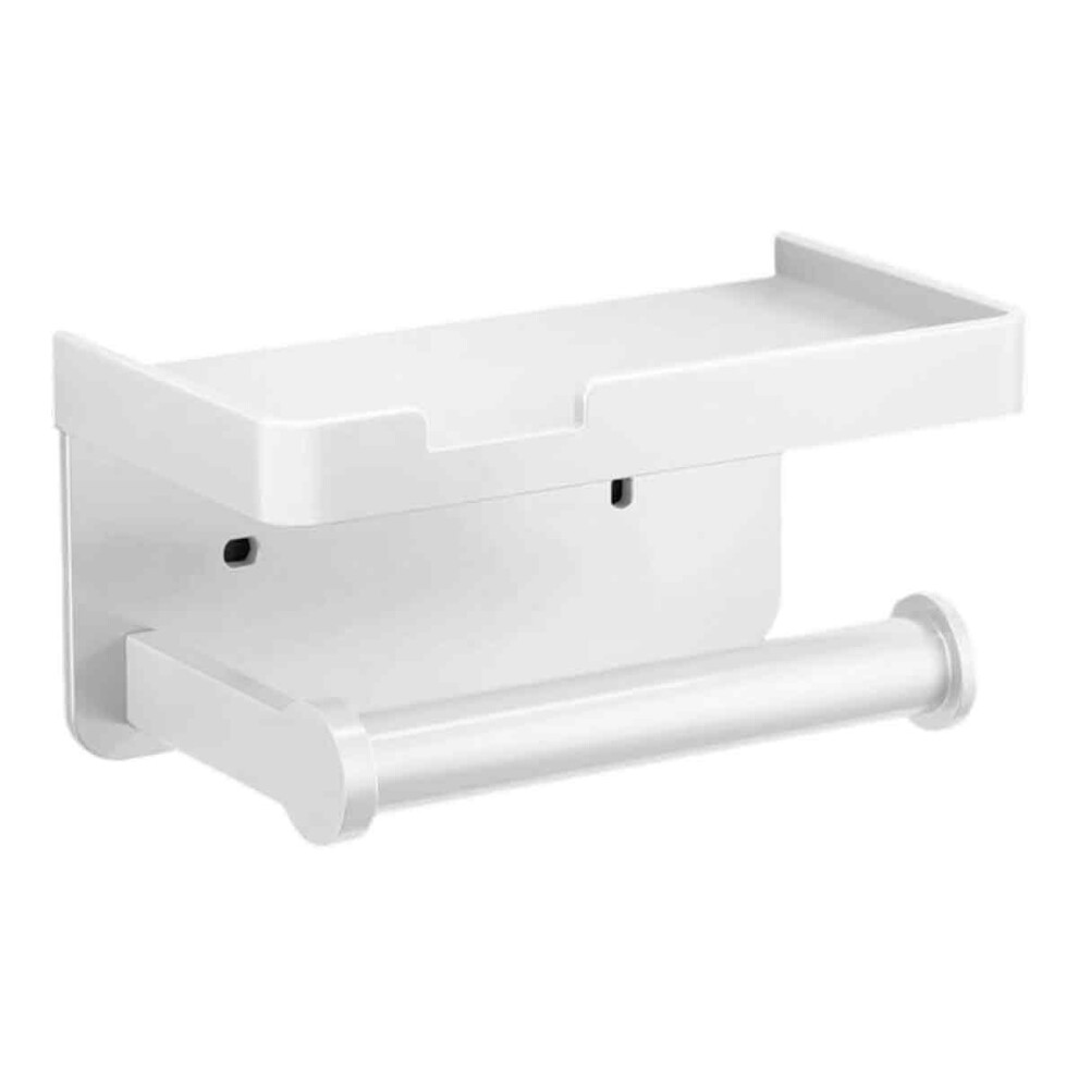 Porte-papier toilette mural minimaliste en aluminium avec Ã©tagÃ¨re Ã  rouleaux, design moderne pour Ã©conomiser de lespace (blanc)