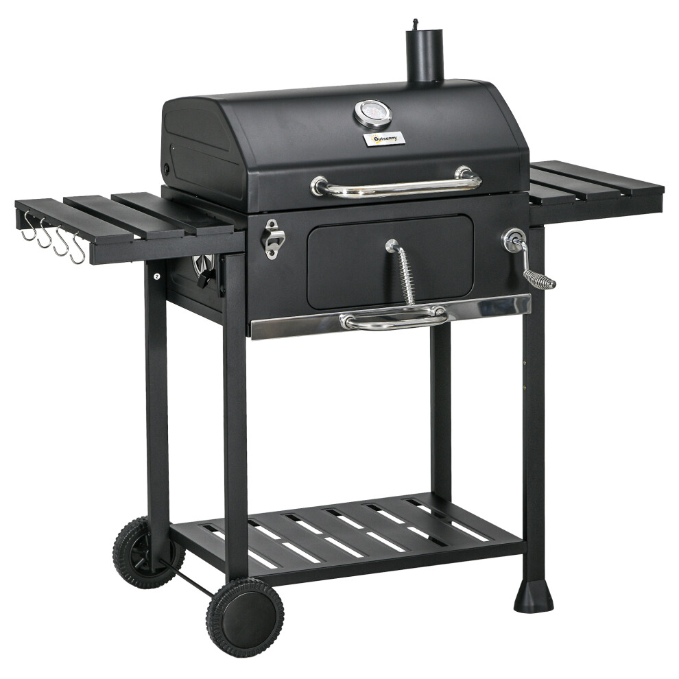 Steel Charcoal BBQ with Adjustable Cooking Height Thermometer & Warming Rack - Outdoor Grill Durable & Easy to Maintain-image-OPC-PMFN8GJ-NEW