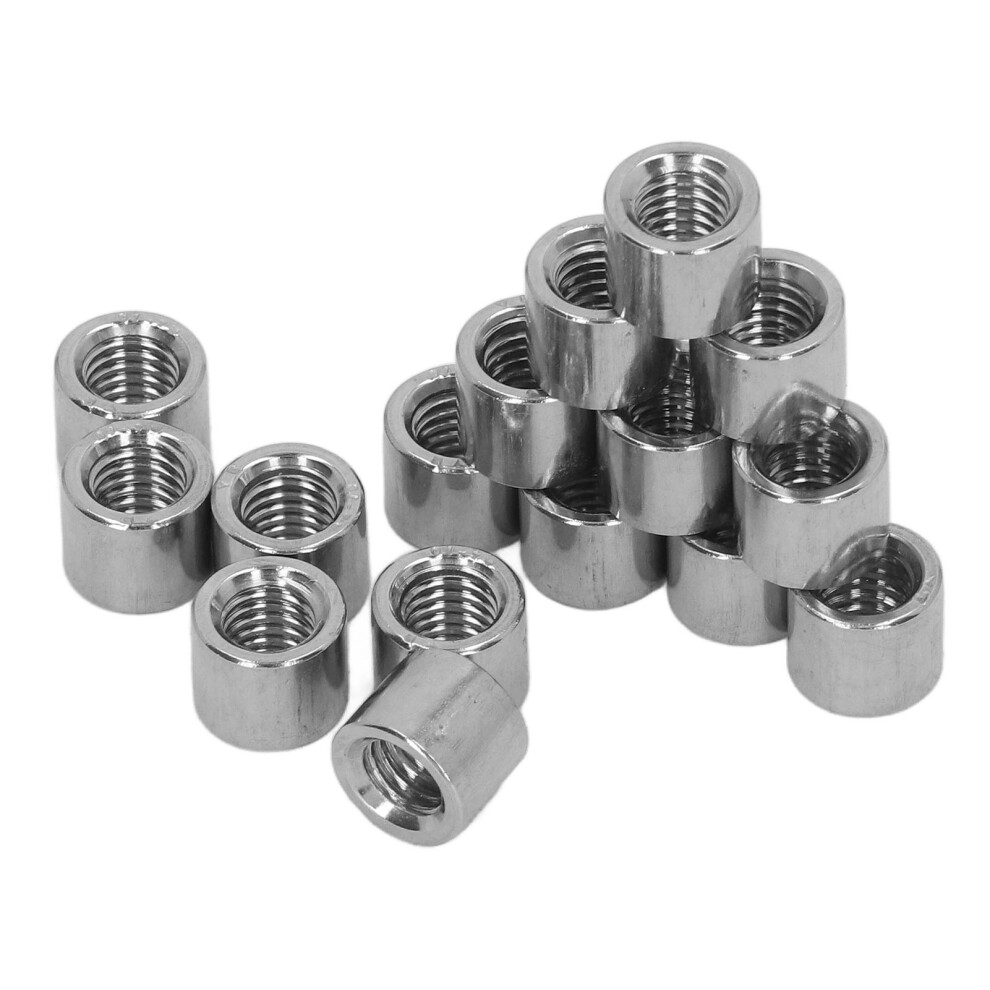 50Pcs M8 Stainless Steel Female Thread Coupling Nut Kit - 10Mm Length 8181354807902