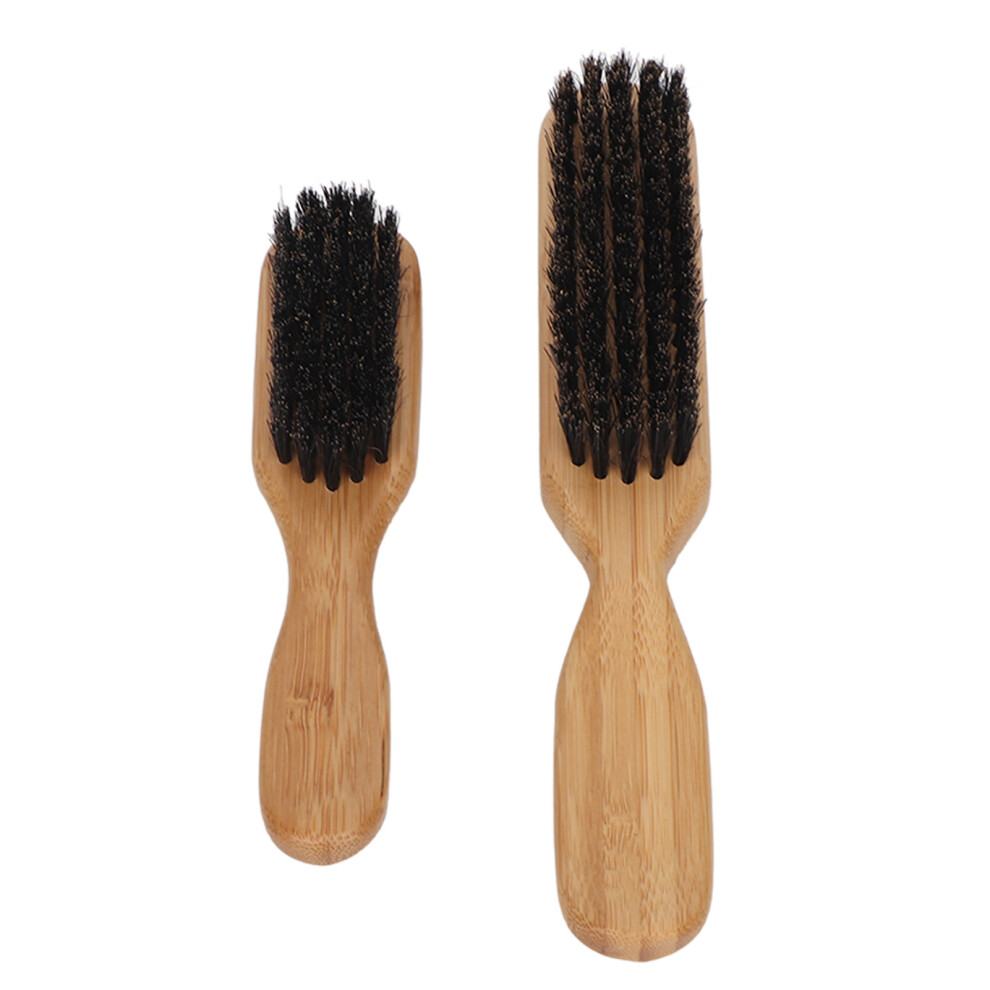2 Pcs Bamboo Beard Brush Comb Set, Ergonomic Handle Portable Hair Styling Tools